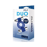 Zolo Rechargeable Duo Vibrating Silicone Cock Ring - Navy/Silver